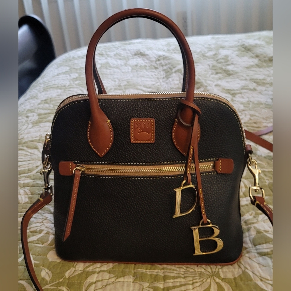 Dooney & Bourke Pebble Grain Leather Domed Satchel In Black